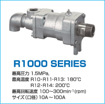 ロータリージョイントR1000シリーズ：高温高圧でのロングラン回転や加熱・冷却の交互運転に安定性の優れたTKDロータリージョイント/回転継手R1000シリーズ